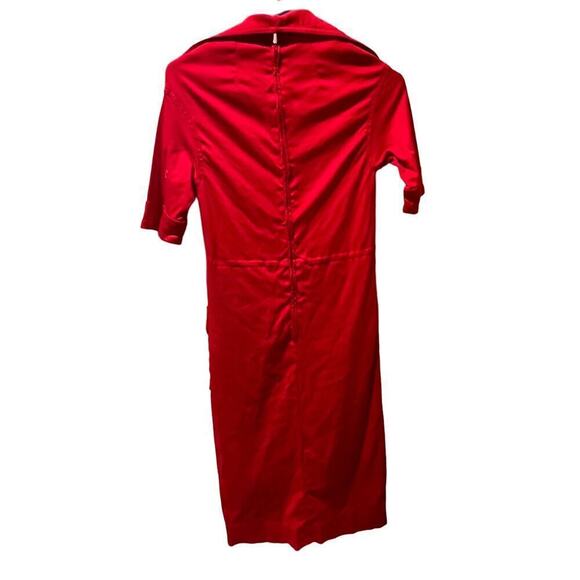 Vintage Handmade Red Dress Size Small MCM 1950  1960’s A Line Smock Empire Waist - Picture 2 of 8